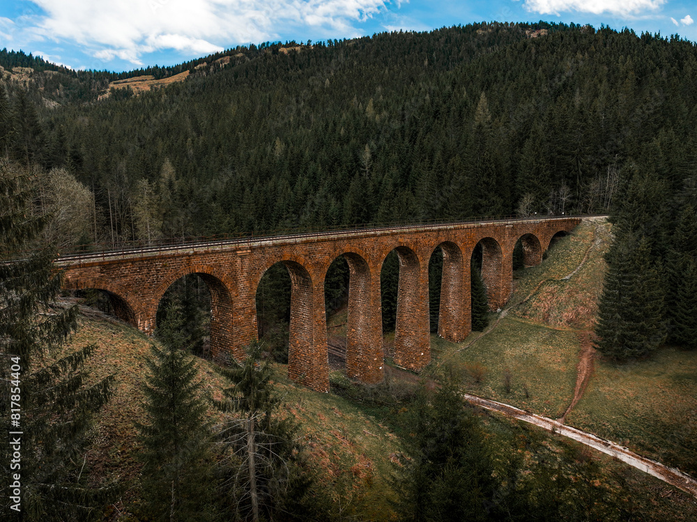 Railway viaduct, bridge, situated in the forest in Telgart, Slovakia, Chmarossky viadukt.