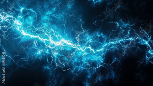 Electric Blue Veins: Striking Lightning Bolts in a Mysterious Dark Sky photo