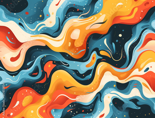  An abstract background with a rich color palette and undulating forms, this abstract illustration is perfect for inspiring creativity and adding a dynamic element to digital or printed designs.