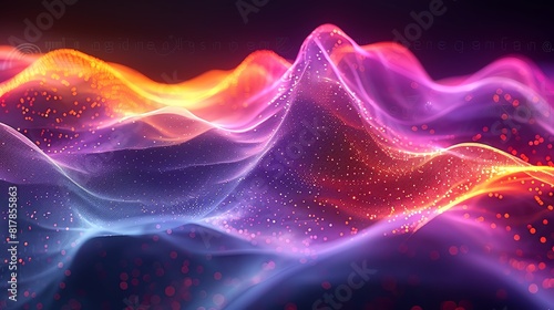 Abstract digital waves, vibrant colors and dynamic lines creating a futuristic look