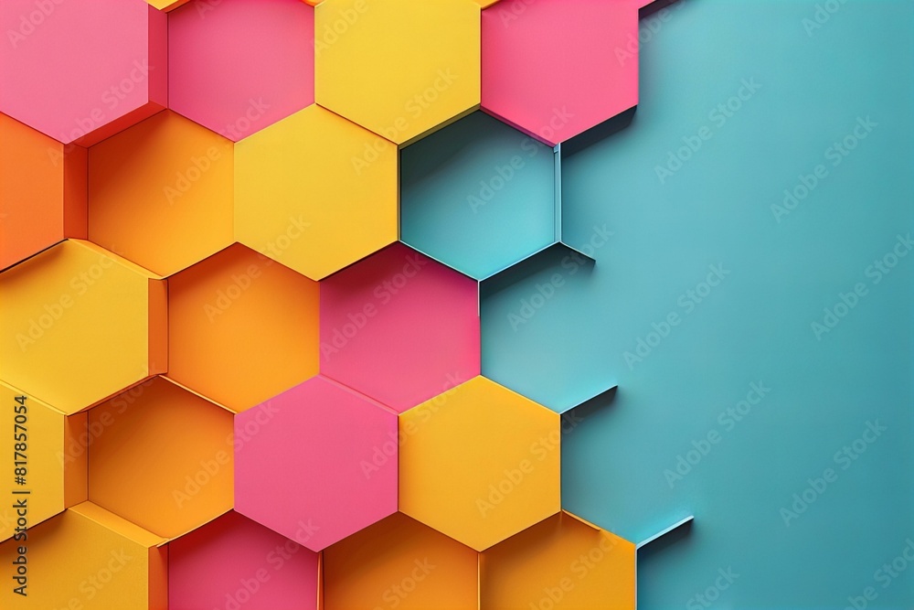 Close up of vibrant hexagon-patterned wall Close up of vibrant hexagon-patterned wall