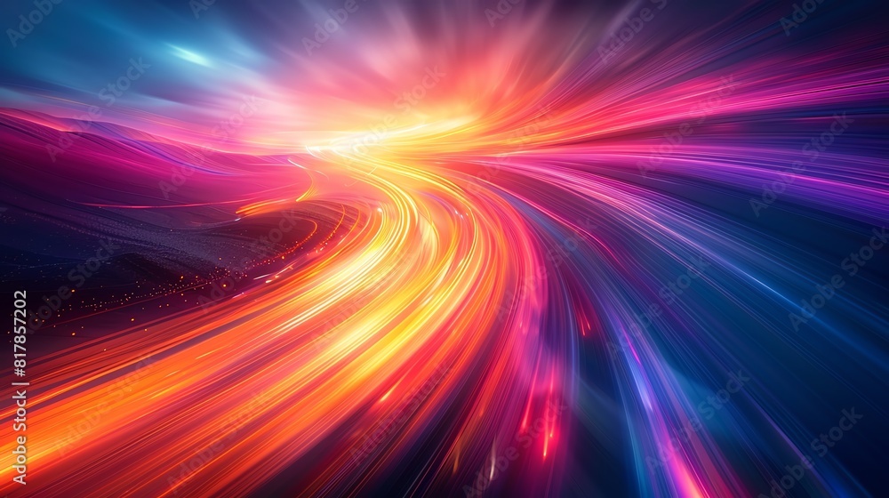 Abstract light trails, vibrant colors and dynamic motion against a dark background Abstract light trails, vibrant colors and dynamic motion against a dark background
