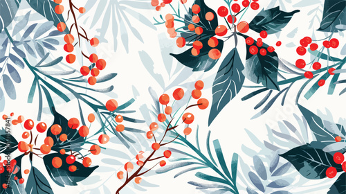 Elegant seamless pattern with parts of winter plants