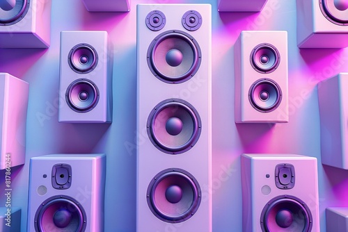 Close up of speakers mounted on a wall