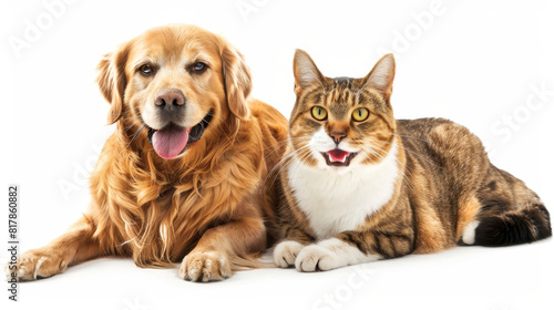 A dog and a cat are laying on a white background © Image-Love