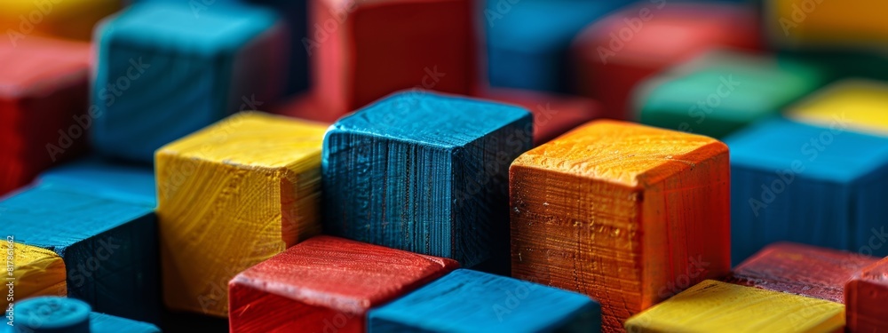 A close-up of building blocks forming a pattern. A close-up of building blocks forming a pattern.