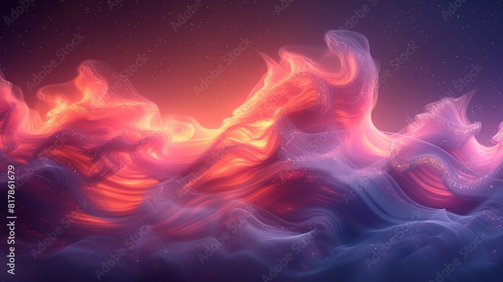 Obraz premium Ethereal abstract aurora, flowing colors and soft gradients with a cosmic ambiance