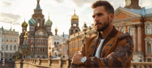 Russian male supermodel Fashion portrait shoot in Moscow photo