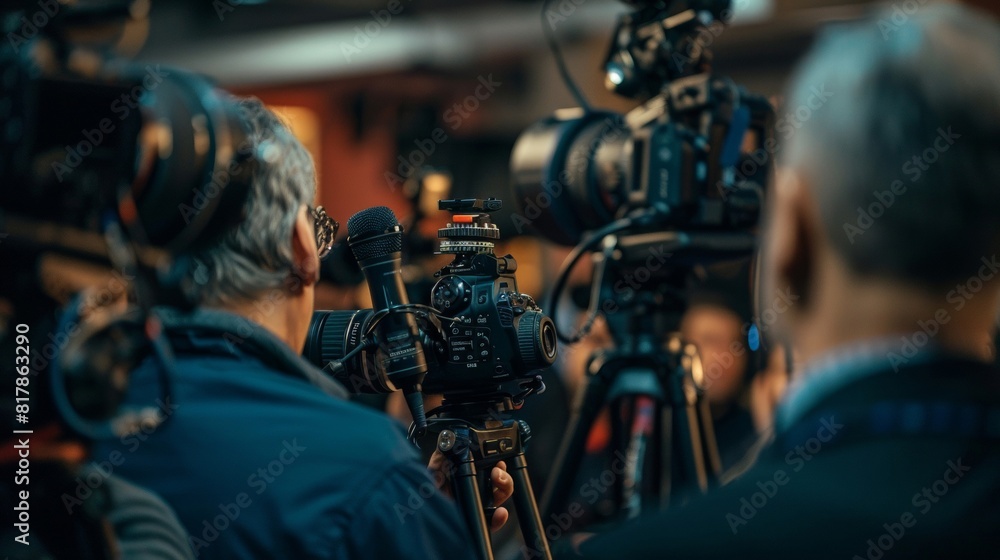 Journalist Asking Questions at a Press Conference Journalist Asking Questions at a Press Conference