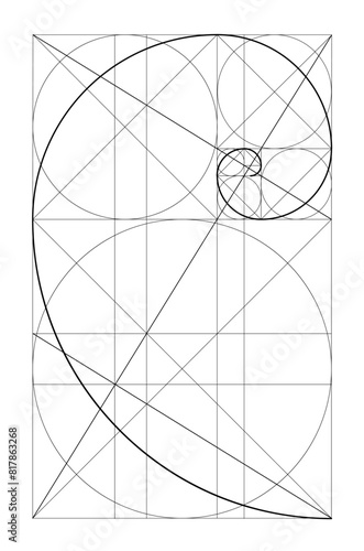 Golden Ratio. Minimalistic style design. Geometric figures. Futuristic design. Logo. Vector icon. Abstract vector background.