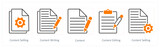 A set of 5 Seo icons as content setting, content writing, content