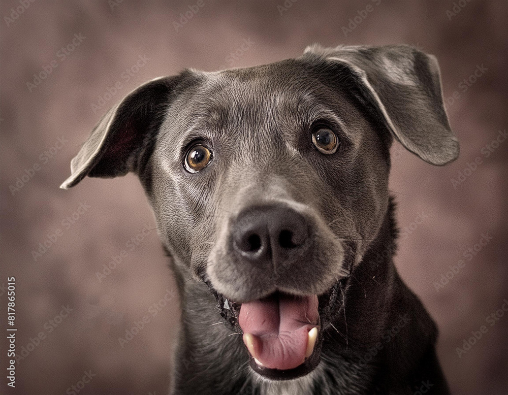 Portrait of a black dog on a black background