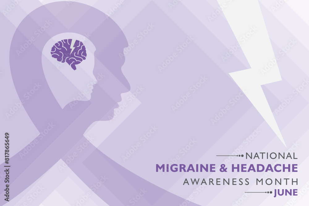 Fototapeta premium Vector Illustration of National Migraine and Headache awareness month Awareness Month observed in June every year