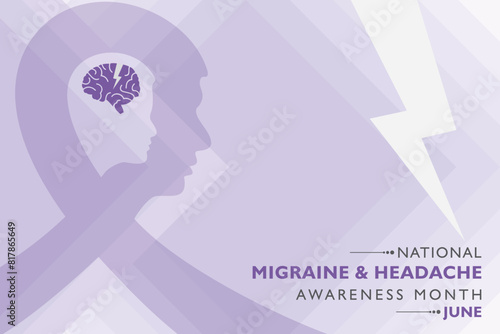 Vector Illustration of National Migraine and Headache awareness month Awareness Month observed in June every year