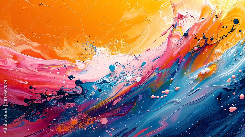 Vibrant abstract splatters, dynamic brushstrokes and bold colors with an expressive look Vibrant abstract splatters, dynamic brushstrokes and bold colors with an expressive look
