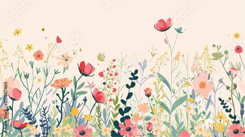 Flower card with love. Nature postcard meadow plants