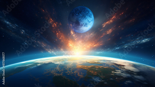 Planet earth with sunrise in space c1