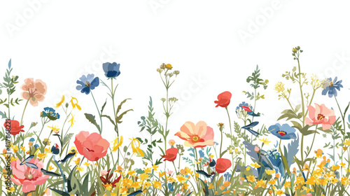 Floral horizontal backdrop decorated with spring mead photo