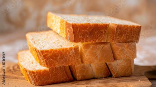 Fresh White Bread on Light Background: Tasty Sliced Loaf for Healthy Meals photo
