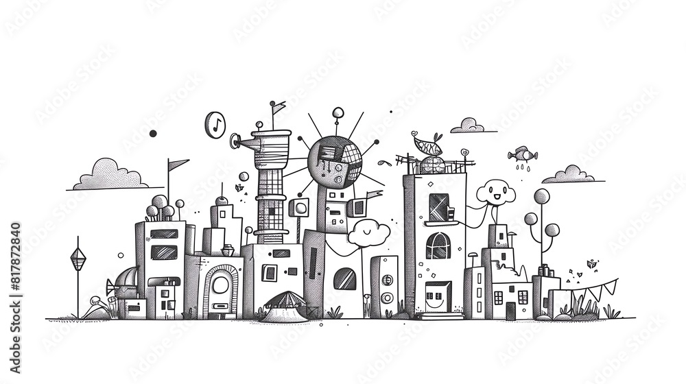 Cultural workshop flat design side view informative cartoon drawing black and white Cultural workshop flat design side view informative cartoon drawing black and white