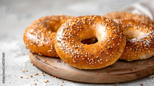 Yummy Bagel Snack Delights on Bright Background