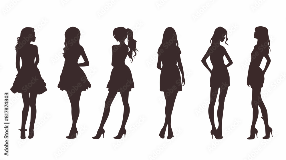 Silhouette of women standing on white background vector