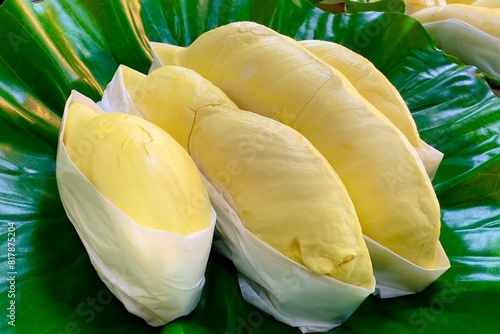 Durian pulp, a high-end Thai fruit, is delicious