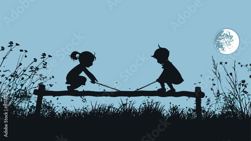 Silhouette see saw for kids Vectot style vector desig photo