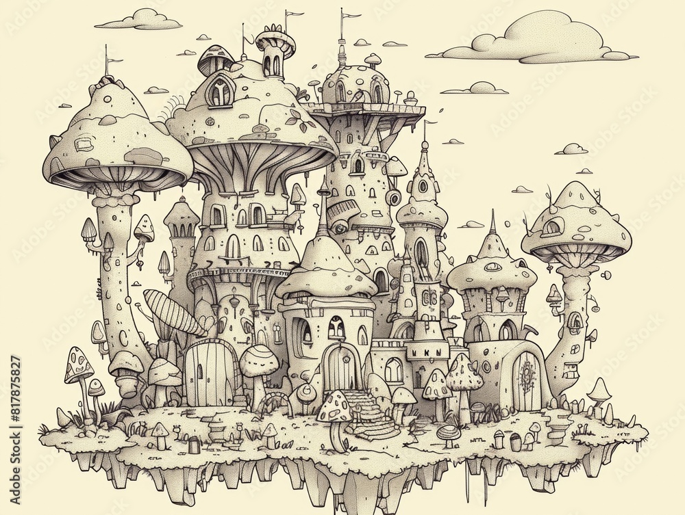 Fototapeta premium a Village Inhabited by Tiny, Gnome-Like Creatures