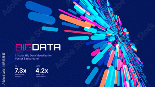 Big Data Technology Lines. Digital Data Flow Vector Background. 5G Wireless Data Transmission. High Speed of Light Trails. Information Flow in Virtual Reality Cyberspace. Vector Illustration.