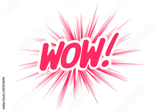 WOW Banner. Comic Book Style Speech Bubble with WOW! Text. Cartoon Explosion Effect On White Background. Vector Illustration.