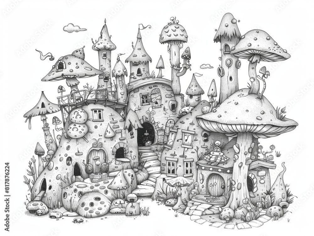 Naklejka premium a Village Inhabited by Tiny, Gnome-Like Creatures