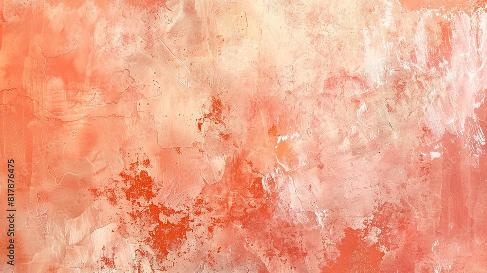 Fototapeta premium Coral stucco wall textured background. Beautiful Abstract Grunge Artistic Texture. Pastel Stylized Orange Backdrop For for design.