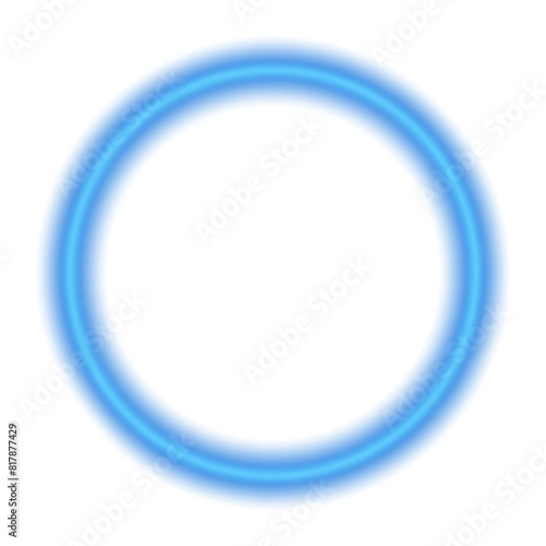 Blue magical geometric circle neon portal shrouded. Round glowing frame. Futuristic teleporter. Light effect. Bright lights illuminate a night scene. Runway light effect. PNG. 