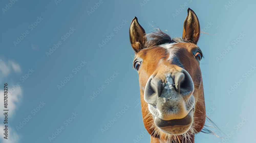 Naklejka premium A horse with a brown mane and a white patch on its face. ,generative ai