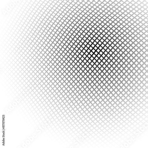Semitone checkered background. Disappearing and appearance gradient illustration consisting of rhombuses and squares.