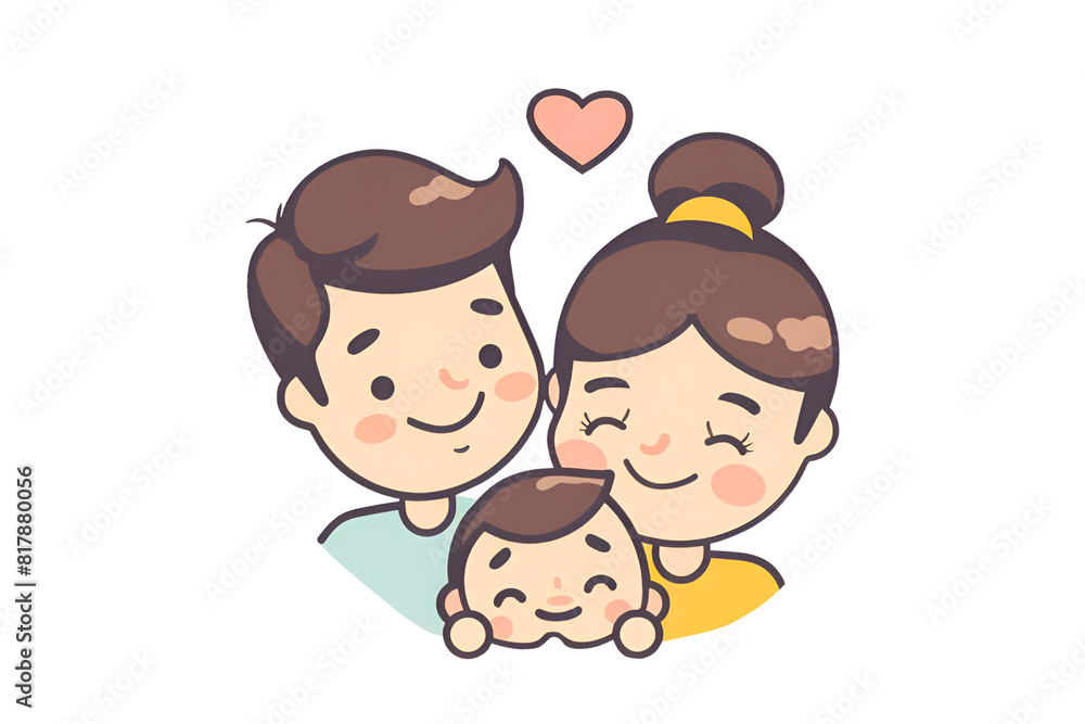 Parents with a child. Happy family. Family day. Children's Day. Father's Day. Mothers Day. Sticker isolated on a transparent background. Parents with a child. Happy family. Family day. Children's Day. Father's Day. Mothers Day. Sticker isolated on a transparent background.