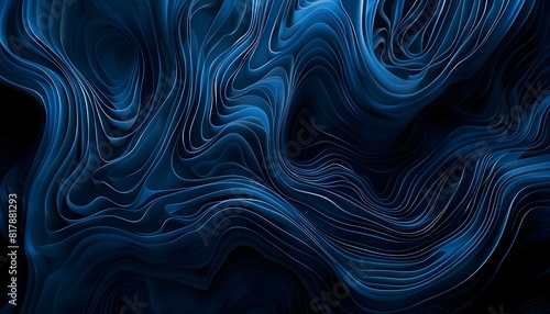 abstract dark blue and black background with electrography waves