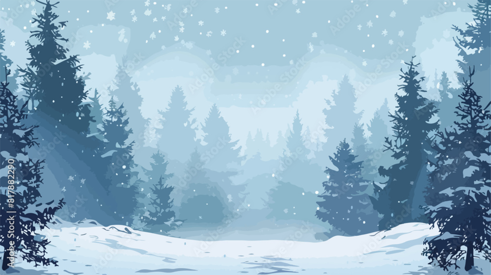 Snowscape with pines forest scene Vectot style vector