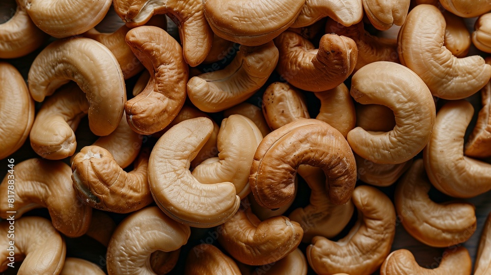 Cashews Close-Up, Golden Brown Nuts Displayed in a Crunchy and Wholesome Texture Cashews Close-Up, Golden Brown Nuts Displayed in a Crunchy and Wholesome Texture