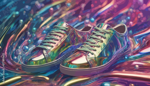 Sneaker in iridescent Farben. Vektor