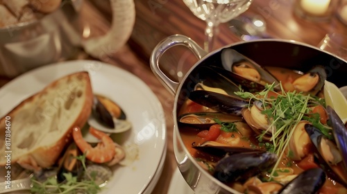 A delicate bouillabaisse seafood stew