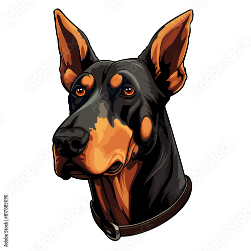 Doberman Dog Vector Illustration on White Background