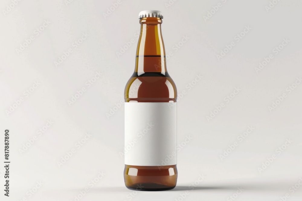 Blank Label Beer Bottle on Minimalist White Background Blank Label Beer Bottle on Minimalist White Background