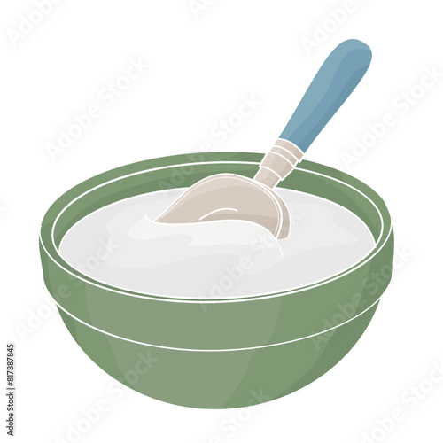 bowl with dough and spatula for mixing