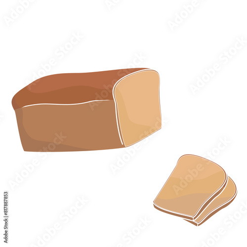 cut loaf of brown  bread and two slices of bread