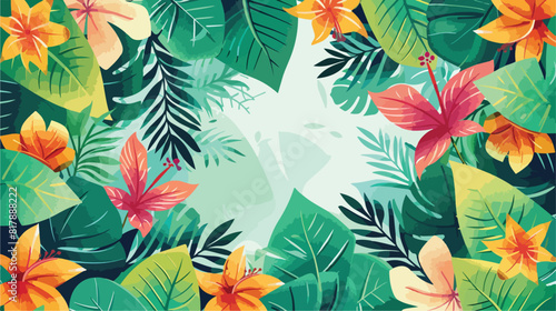 Spring design over leafs background vector illustration