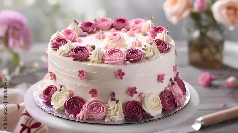 cake with pink roses cake with pink roses