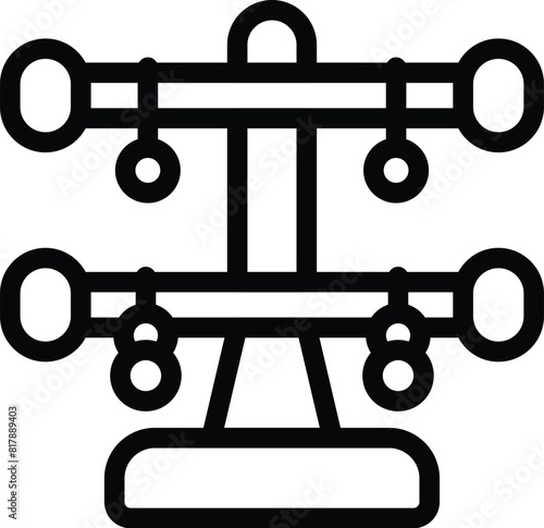 Monochrome vector illustration of a balance scale, symbolizing justice and equality