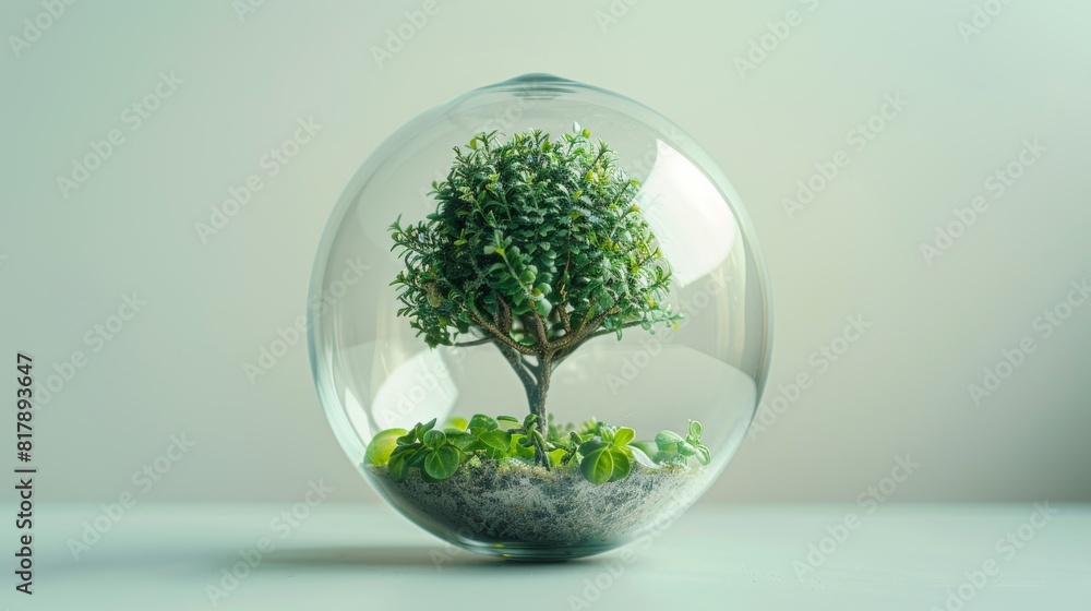 Small tree inside a light bulb on a minimalist background symbolizing eco-friendly energy solutions and environmental sustainability Small tree inside a light bulb on a minimalist background symbolizing eco-friendly energy solutions and environmental sustainability